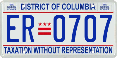 DC license plate ER0707