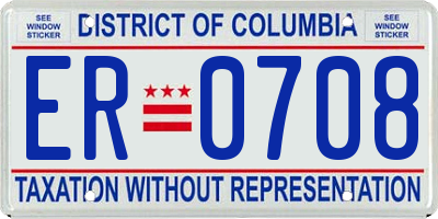 DC license plate ER0708