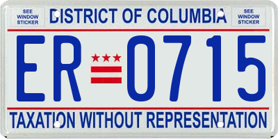 DC license plate ER0715