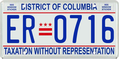 DC license plate ER0716