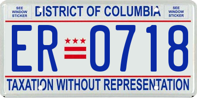 DC license plate ER0718
