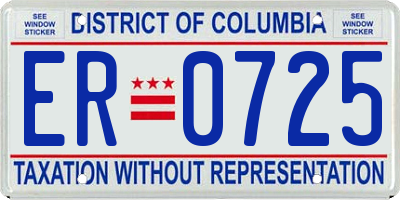DC license plate ER0725