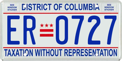 DC license plate ER0727