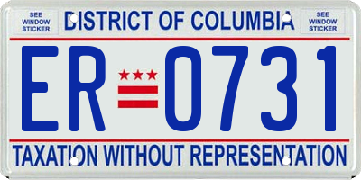 DC license plate ER0731