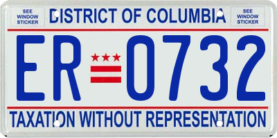 DC license plate ER0732