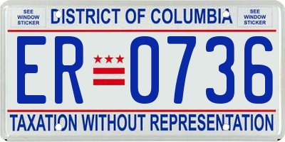 DC license plate ER0736