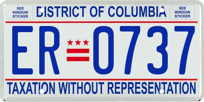DC license plate ER0737