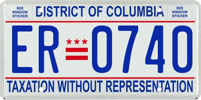 DC license plate ER0740