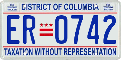 DC license plate ER0742