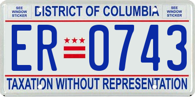 DC license plate ER0743