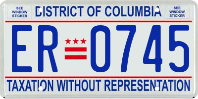 DC license plate ER0745