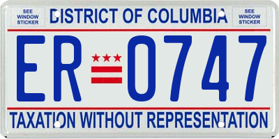 DC license plate ER0747