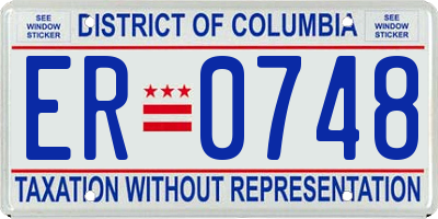 DC license plate ER0748