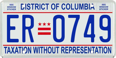 DC license plate ER0749