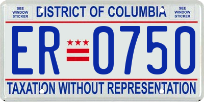 DC license plate ER0750