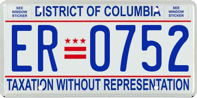 DC license plate ER0752