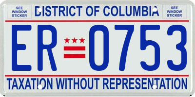 DC license plate ER0753
