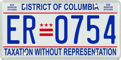 DC license plate ER0754