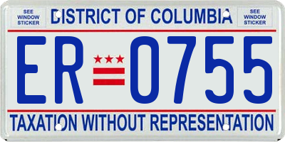 DC license plate ER0755