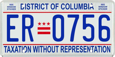 DC license plate ER0756