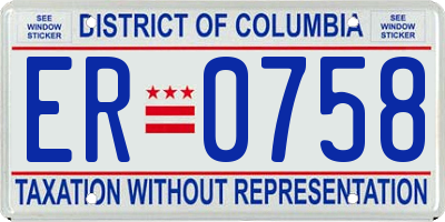 DC license plate ER0758