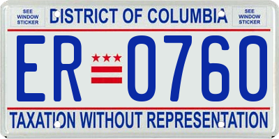 DC license plate ER0760
