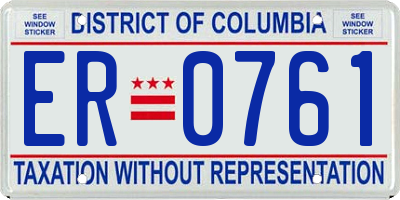 DC license plate ER0761