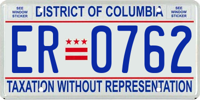 DC license plate ER0762