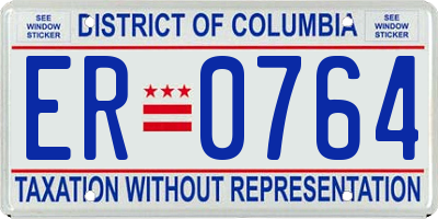DC license plate ER0764