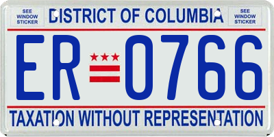 DC license plate ER0766