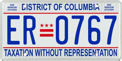 DC license plate ER0767