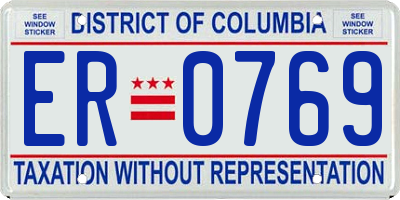 DC license plate ER0769