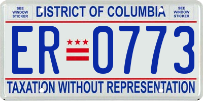 DC license plate ER0773