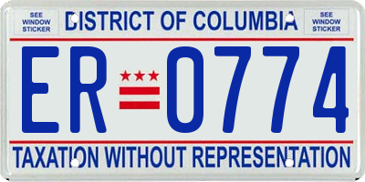 DC license plate ER0774