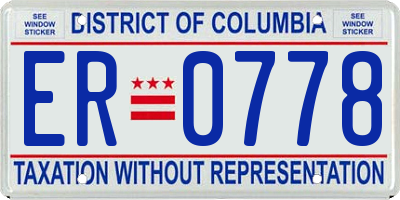 DC license plate ER0778