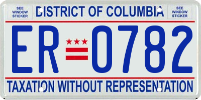 DC license plate ER0782