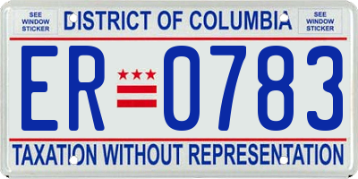 DC license plate ER0783