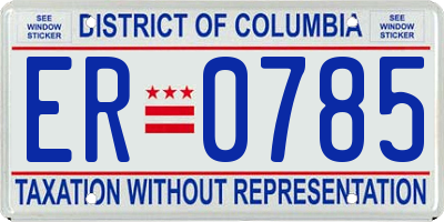 DC license plate ER0785