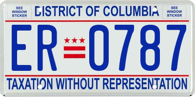 DC license plate ER0787