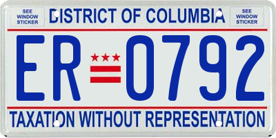 DC license plate ER0792