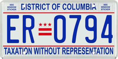 DC license plate ER0794