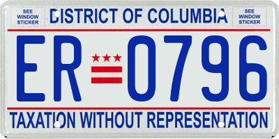 DC license plate ER0796
