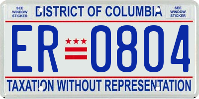 DC license plate ER0804