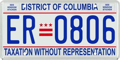 DC license plate ER0806