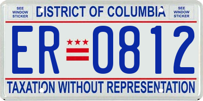 DC license plate ER0812