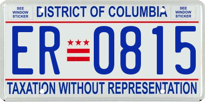 DC license plate ER0815