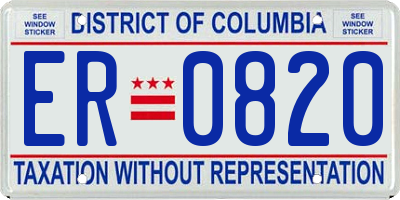 DC license plate ER0820