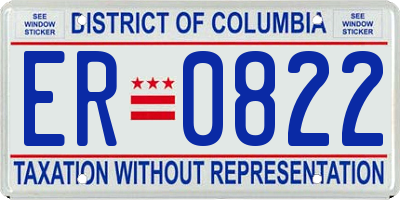 DC license plate ER0822