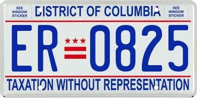 DC license plate ER0825