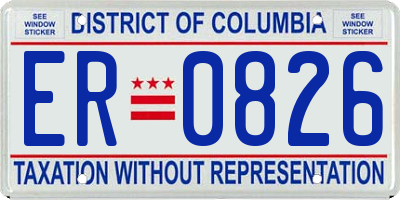 DC license plate ER0826